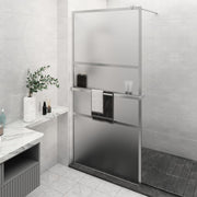 VidaXL Inloopdouchewand met schap 115x195 cm ESG-glas aluminium chroom - afbeelding 1
