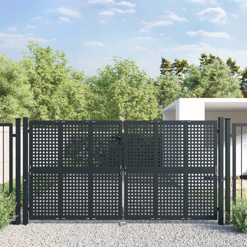 VidaXL Poort 300x150 cm staal antracietkleurig