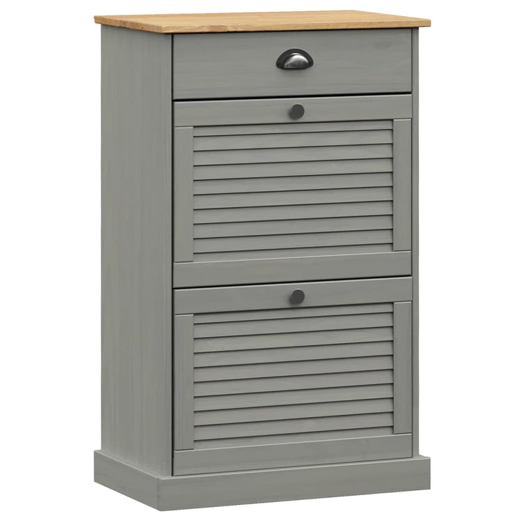 Vidaxl schoenenkast vigo 60x35x96 cm massief grenenhout grijs