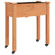 Vidaxl plantenbak op wieltjes 71x37x80 cm massief vurenhout - afbeelding 2