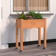 Vidaxl plantenbak op wieltjes 71x37x80 cm massief vurenhout - afbeelding 1