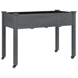Vidaxl plantenbak op wieltjes 118x59x80 cm massief vurenhout grijs - afbeelding 2