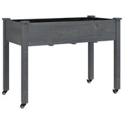 Vidaxl plantenbak op wieltjes 118x59x80 cm massief vurenhout grijs - afbeelding 2