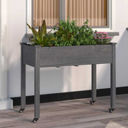 Vidaxl plantenbak op wieltjes 118x59x80 cm massief vurenhout grijs - afbeelding 1