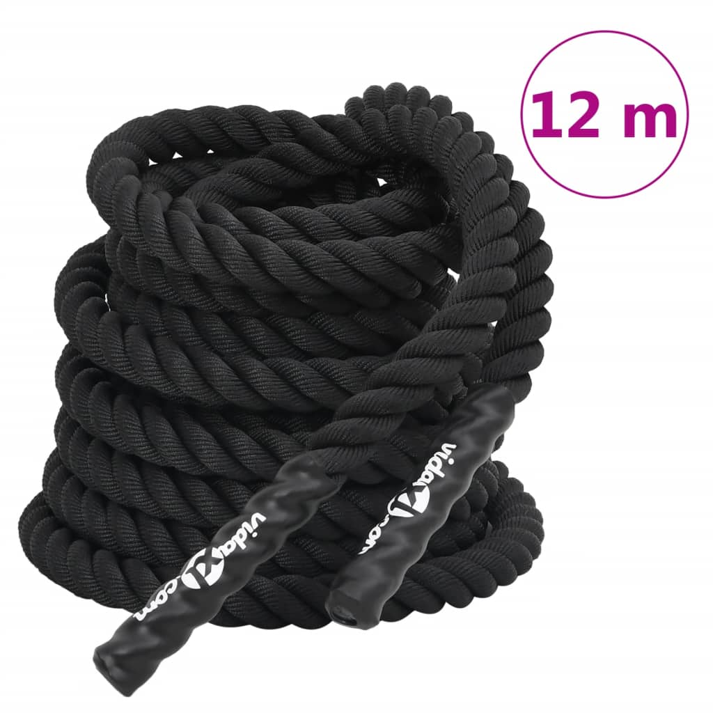 Vidaxl battle rope zwart 12 m 9 kg polyester
