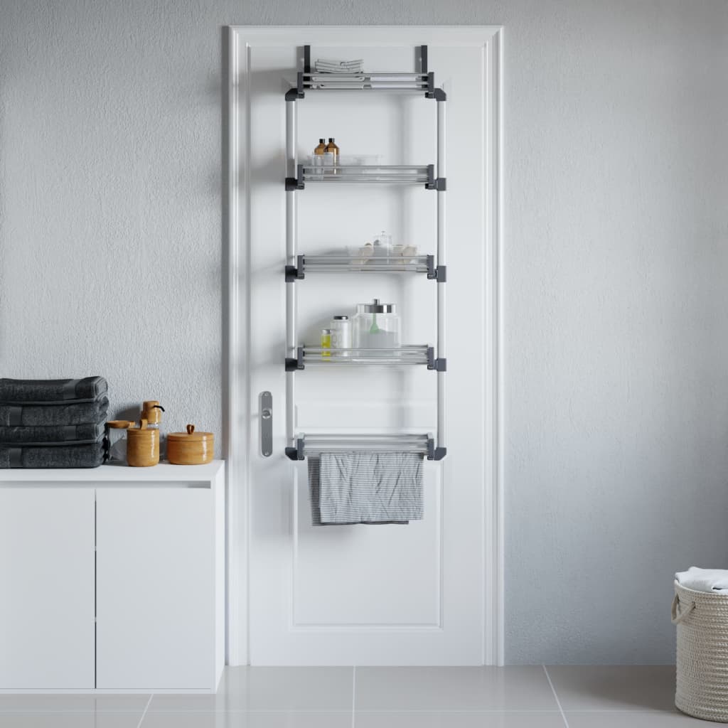 Vidaxl deurorganizer met 5 schappen 52x20x135 cm aluminium