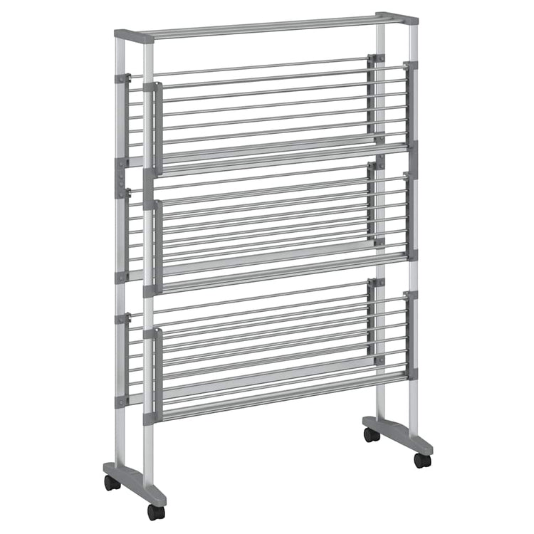 Vidaxl droogrek met wieltjes 89x64x129 cm aluminium