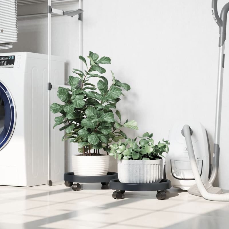 Vidaxl plantentrolleys 2 st met wielen ø34 cm 35 kg grijs