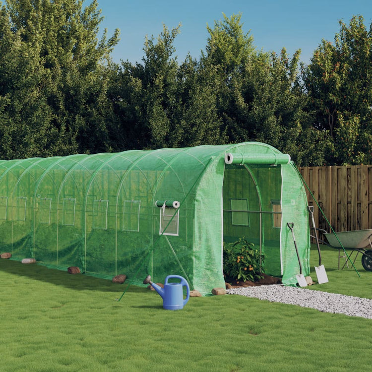 VidaXL Tuinkas met stalen frame 44 m² 22x2x2 m groen