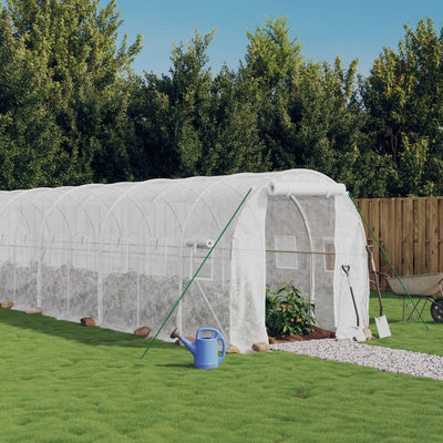 VidaXL Tuinkas met stalen frame 16 m² 8x2x2 m wit