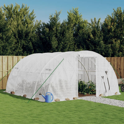 Vidaxl kas met stalen frame wit 16 m² 4x4x2 m