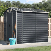 VidaXL Tuinschuur 191x215x198 cm gegalvaniseerd staal antracietkleurig - afbeelding 1