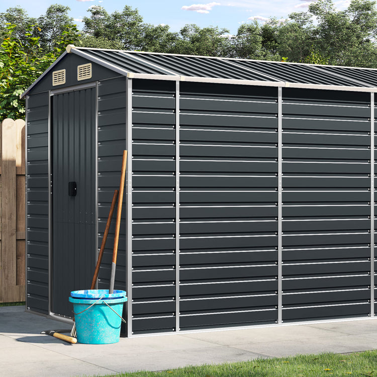 VidaXL Tuinschuur 191x470x198 cm gegalvaniseerd staal antracietkleurig