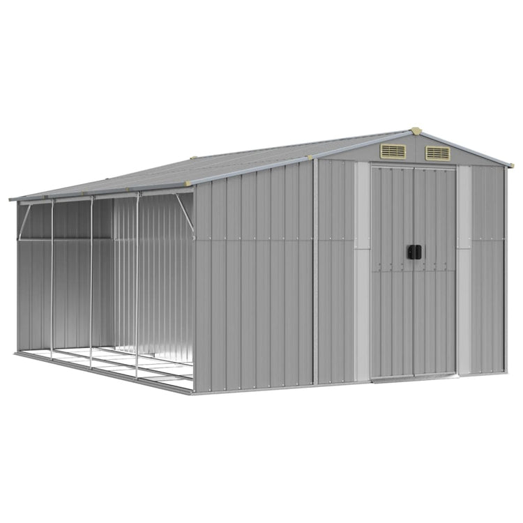 VidaXL Tuinschuur 277x365,5x179 cm gegalvaniseerd staal grijs