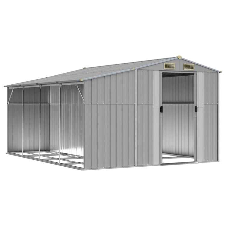 VidaXL Tuinschuur 277x365,5x179 cm gegalvaniseerd staal grijs