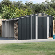 VidaXL Tuinschuur 277x365,5x179 cm gegalvaniseerd staal antracietkleur - afbeelding 1