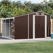 VidaXL Tuinschuur 277x279x179 cm gegalvaniseerd staal bruin - afbeelding 1