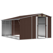 VidaXL Tuinschuur 277x365,5x179 cm gegalvaniseerd staal bruin - afbeelding 3