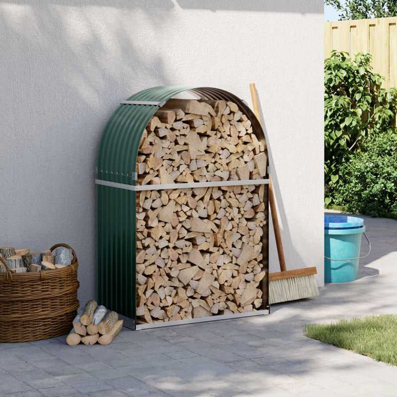 Vidaxl haardhoutopslag 80x45x120 cm gegalvaniseerd staal groen