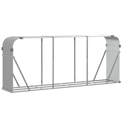 Vidaxl haardhoutopslag 234x45x100 cm gegalvaniseerd staal lichtgrijs