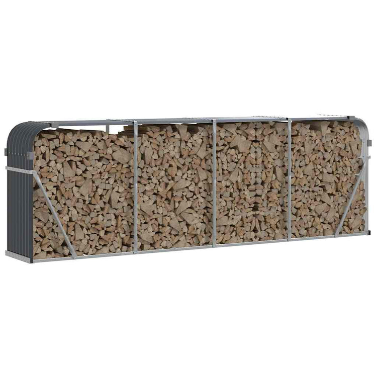 Vidaxl haardhoutopslag 300x45x100 cm gegalvaniseerd staal antraciet