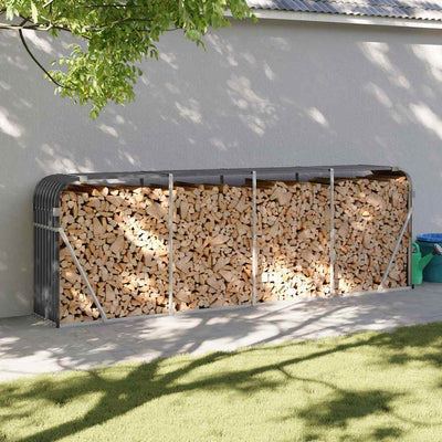 Vidaxl haardhoutopslag 300x45x100 cm gegalvaniseerd staal antraciet