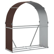 Vidaxl haardhoutopslag 120x45x140 cm gegalvaniseerd staal bruin - afbeelding 2