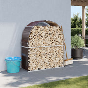 Vidaxl haardhoutopslag 120x45x140 cm gegalvaniseerd staal bruin - afbeelding 1
