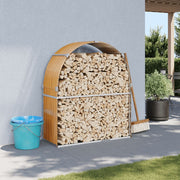 Vidaxl haardhoutopslag 120x45x140 cm gegalvaniseerd staal houtlook - afbeelding 1