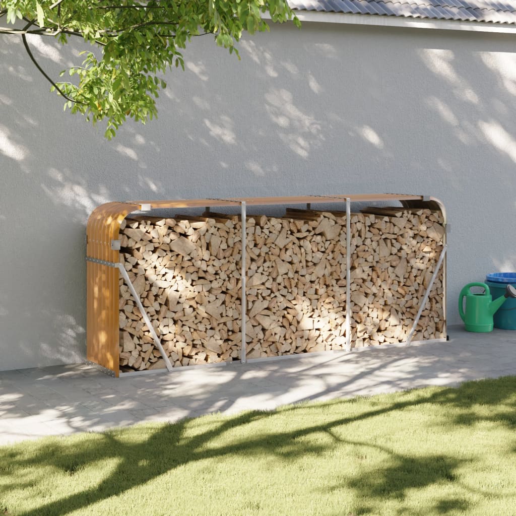 Vidaxl haardhoutopslag 234x45x100 cm gegalvaniseerd staal houtlook