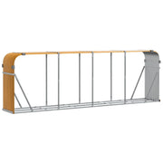 Vidaxl haardhoutopslag 300x45x100 cm gegalvaniseerd staal houtlook - afbeelding 2