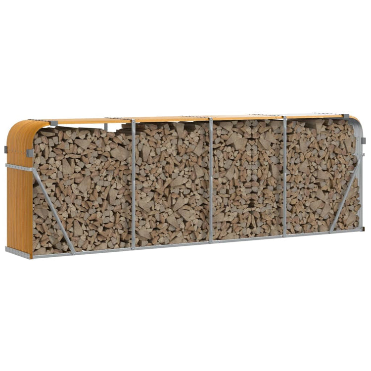 Vidaxl haardhoutopslag 300x45x100 cm gegalvaniseerd staal houtlook