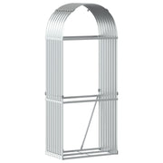Vidaxl haardhoutopslag 80x45x190 cm gegalvaniseerd staal zilverkleurig - afbeelding 2