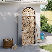 Vidaxl haardhoutopslag 80x45x190 cm gegalvaniseerd staal zilverkleurig - afbeelding 1