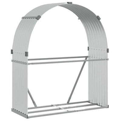 Vidaxl haardhoutopslag 120x45x140 cm gegalvaniseerd staal zilverkleur