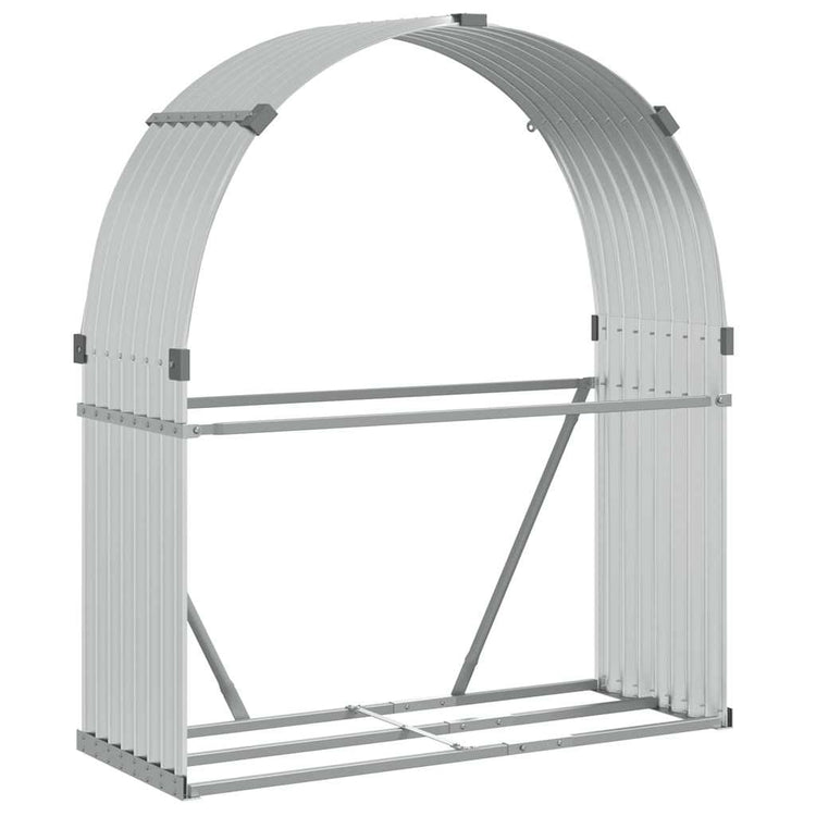 Vidaxl haardhoutopslag 120x45x140 cm gegalvaniseerd staal zilverkleur