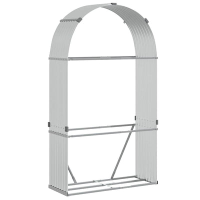 Vidaxl haardhoutopslag 120x45x210 cm gegalvaniseerd staal zilverkleur