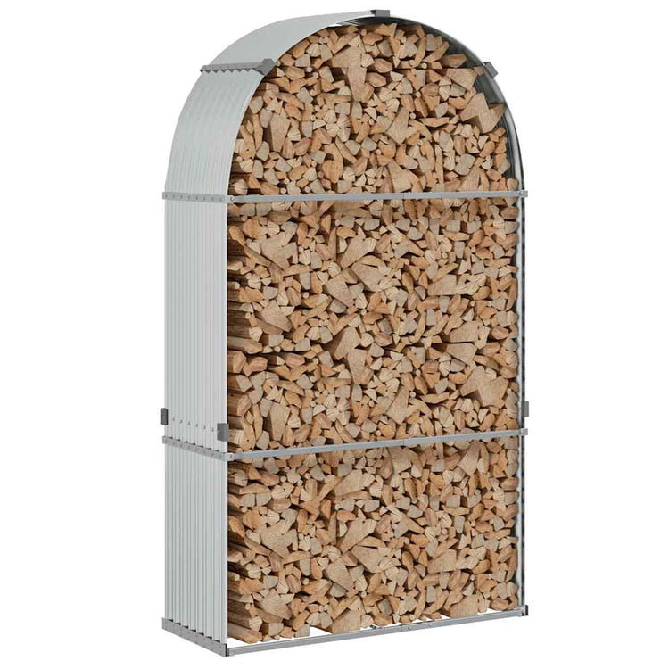 Vidaxl haardhoutopslag 120x45x210 cm gegalvaniseerd staal zilverkleur