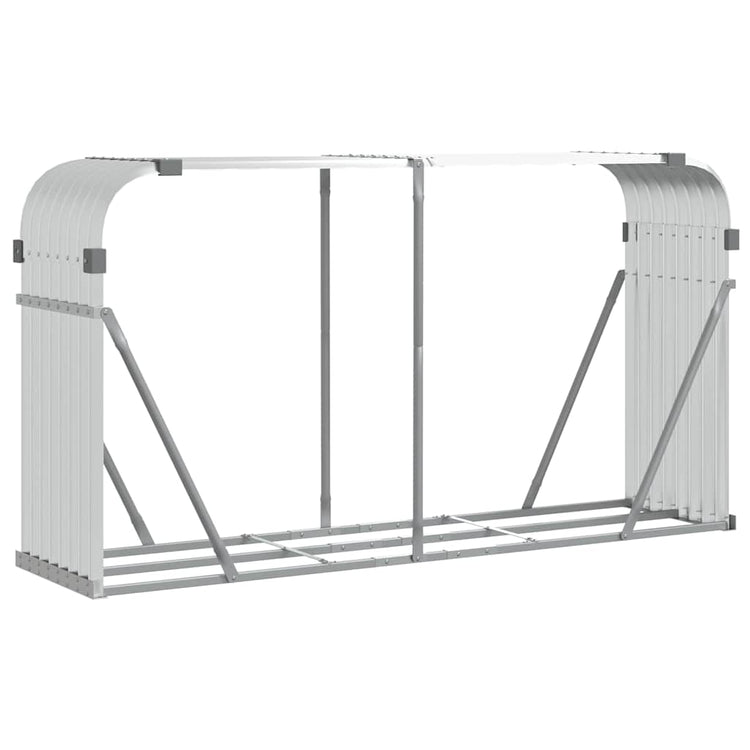 Vidaxl haardhoutopslag 180x45x100 cm gegalvaniseerd staal zilverkleur