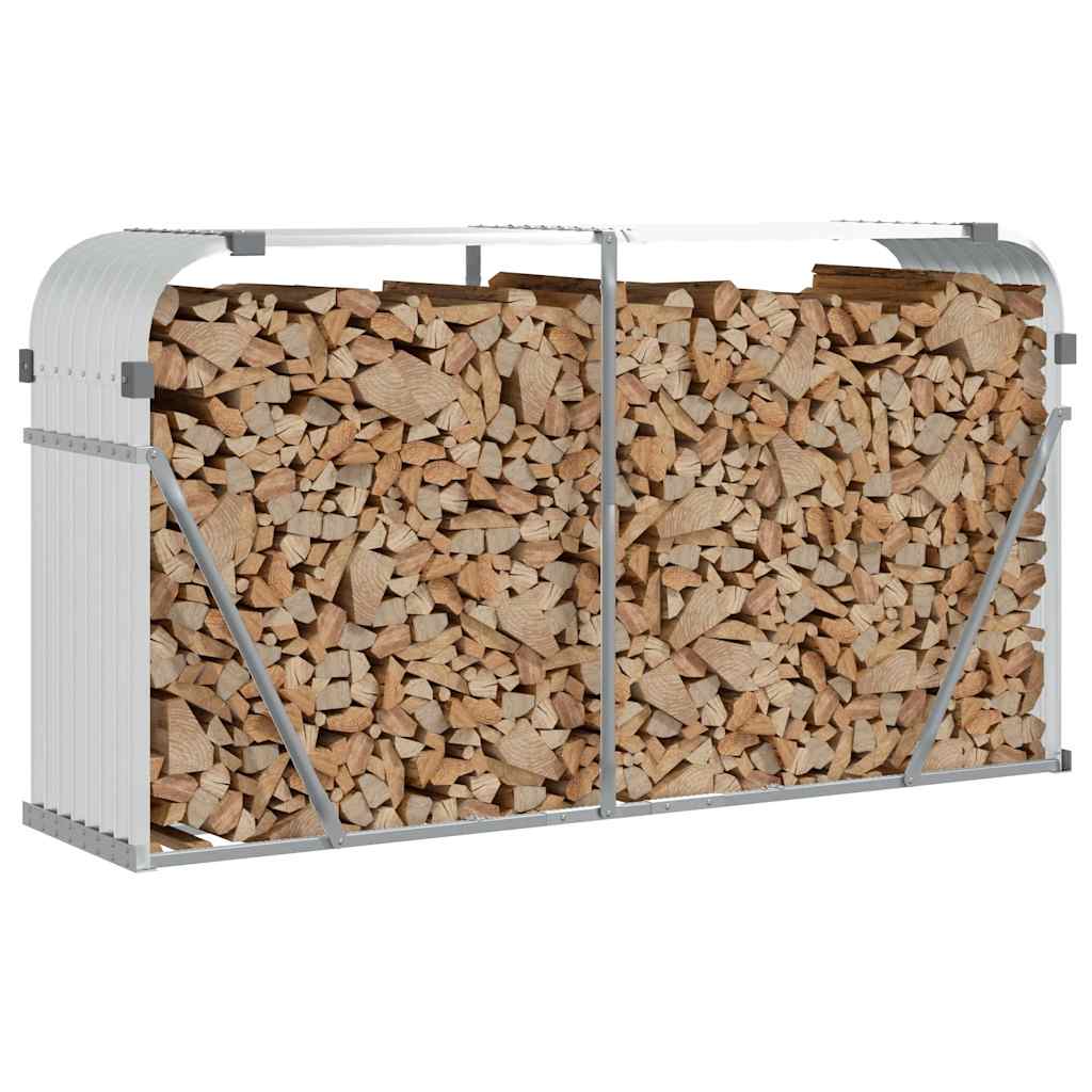 Vidaxl haardhoutopslag 180x45x100 cm gegalvaniseerd staal zilverkleur