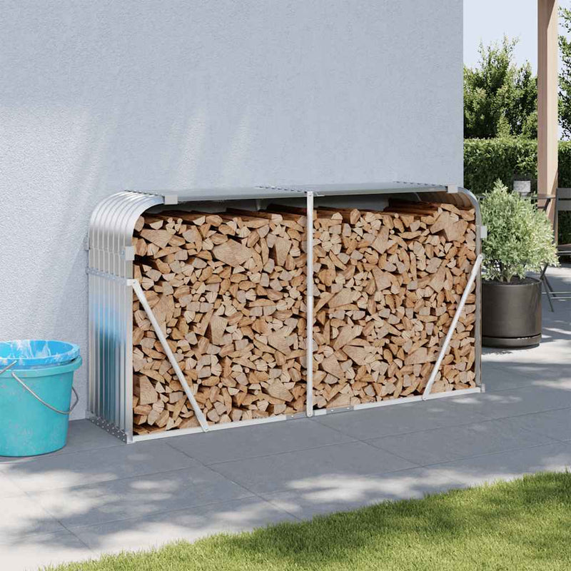 Vidaxl haardhoutopslag 180x45x100 cm gegalvaniseerd staal zilverkleur