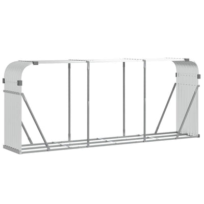 Vidaxl haardhoutopslag 234x45x100 cm gegalvaniseerd staal zilverkleur