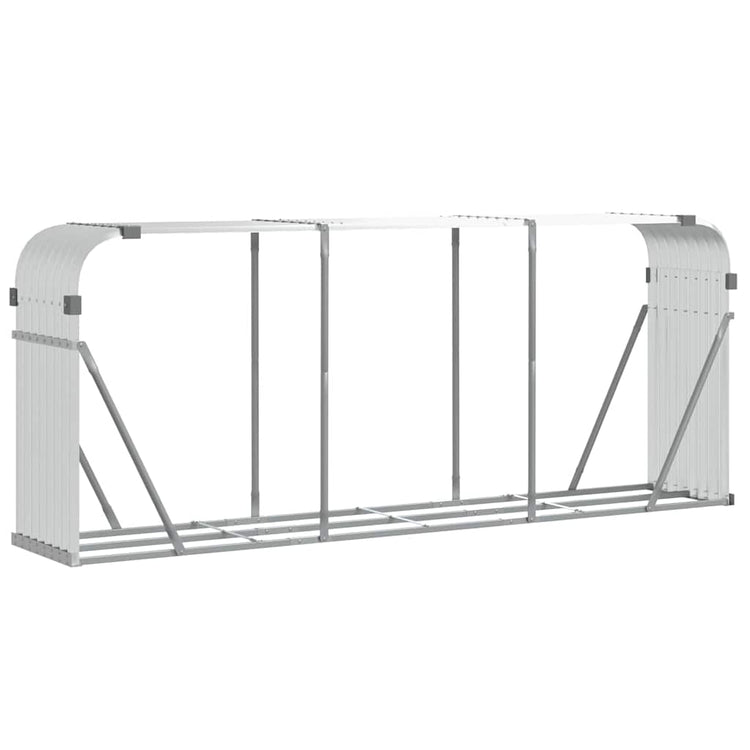 Vidaxl haardhoutopslag 234x45x100 cm gegalvaniseerd staal zilverkleur
