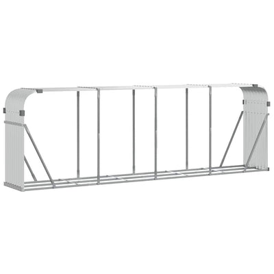 Vidaxl haardhoutopslag 300x45x100 cm gegalvaniseerd staal zilverkleur
