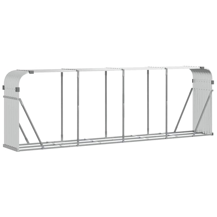 Vidaxl haardhoutopslag 300x45x100 cm gegalvaniseerd staal zilverkleur