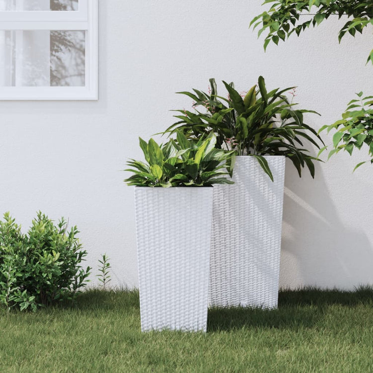 Vidaxl plantenbak met uitneembare bak rattan-look 11 26,5 l pp wit