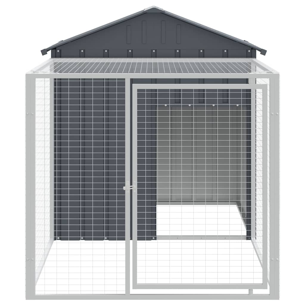 Vidaxl kippenhok met ren antraciet 117x201x123 cm gegalvaniseerd staal