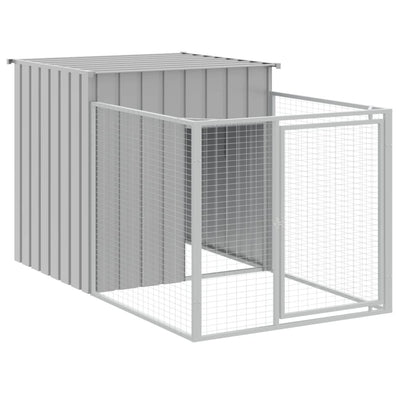 Vidaxl hondenhok met ren lichtgrijs 110x201x110 cm gegalvaniseerd staal