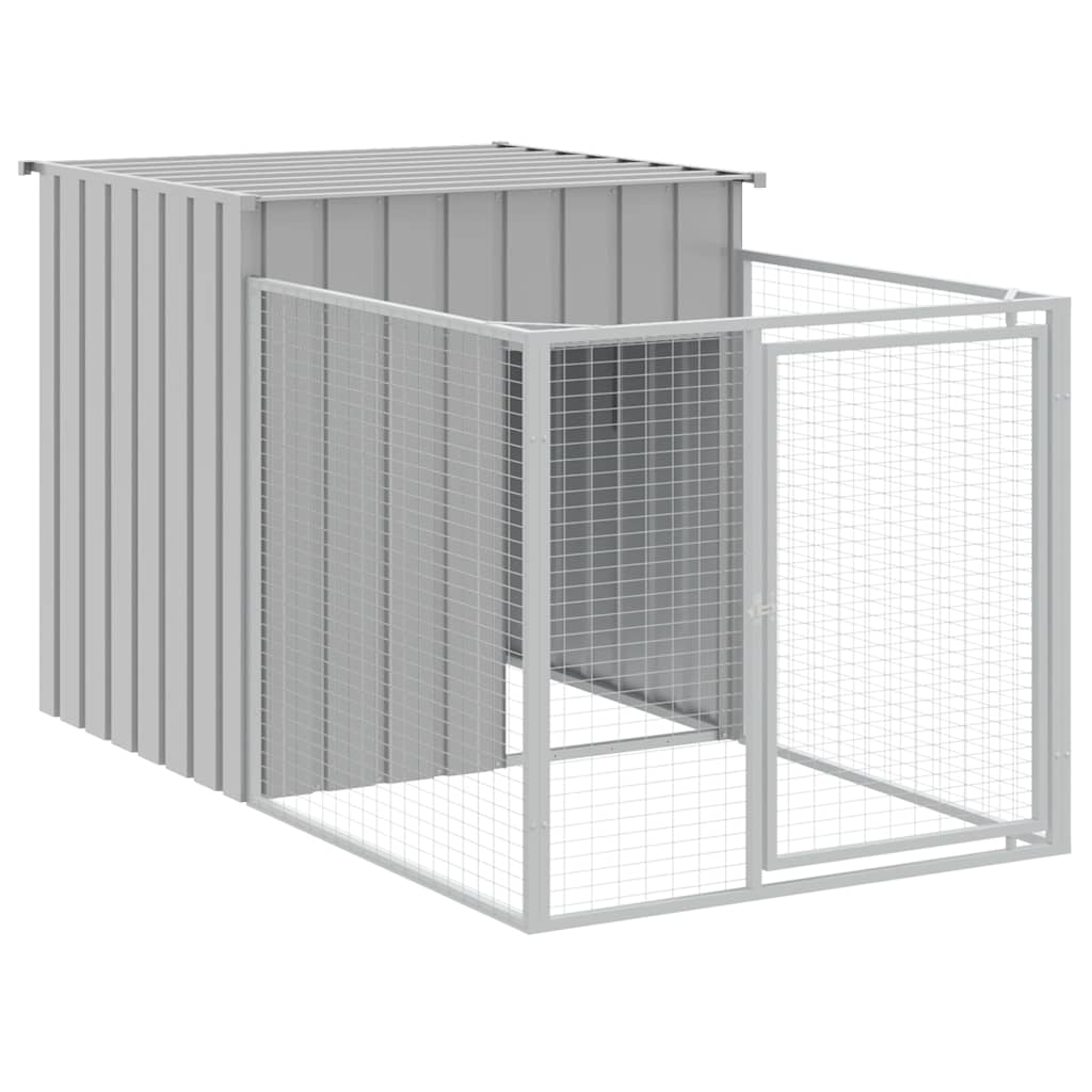Vidaxl hondenhok met ren lichtgrijs 110x201x110 cm gegalvaniseerd staal