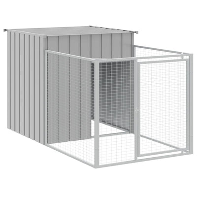 Vidaxl hondenhok met ren lichtgrijs 110x201x110 cm gegalvaniseerd staal